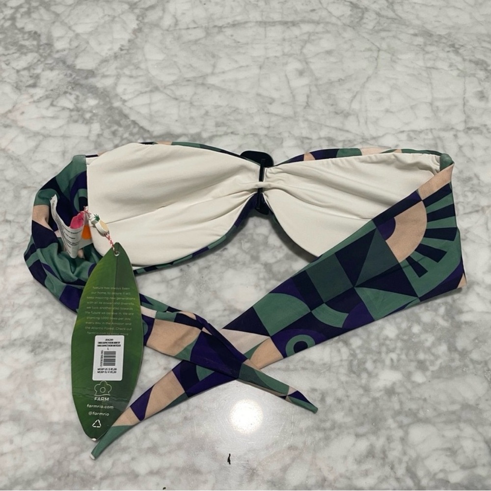 NWT Farm Rio Geometric Swim Bandeau Top - Picture 6 of 8